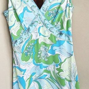 Elie Tahari Petite Sleeveless Floral Silk Dress 4P